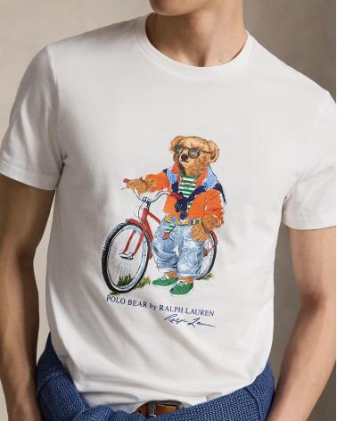TEE SHIRT RALPH LAUREN Polo Bear Custom Slim Fit BLANC