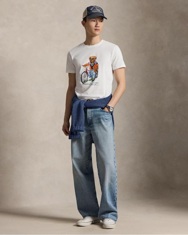 TEE SHIRT RALPH LAUREN Polo Bear Custom Slim Fit BLANC