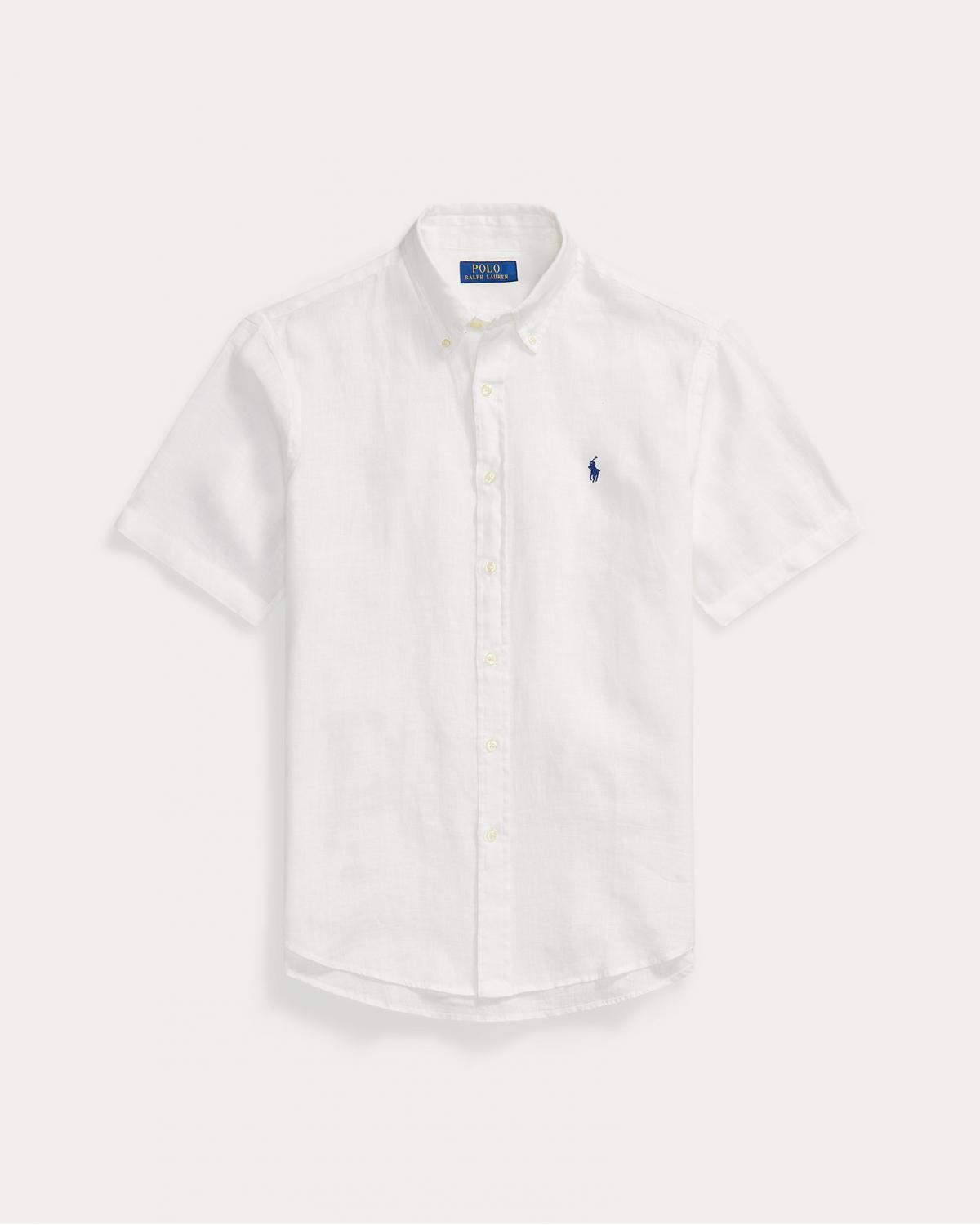CHEMISE RALPH LAUREN  MANCHES  COURTES LIN BLANC
