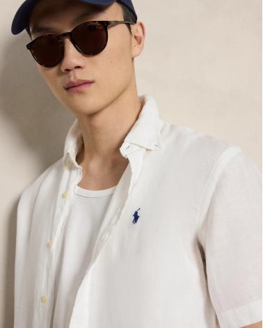 CHEMISE RALPH LAUREN  MANCHES  COURTES LIN BLANC