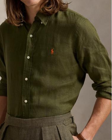CHEMISE RALPH LAUREN LIN VERT OLIVE