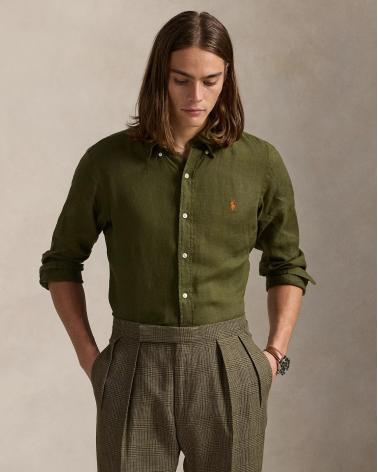 CHEMISE RALPH LAUREN LIN VERT OLIVE