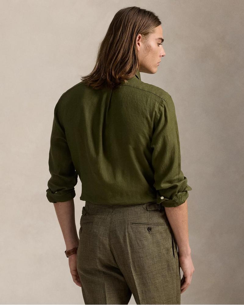 CHEMISE RALPH LAUREN LIN VERT OLIVE