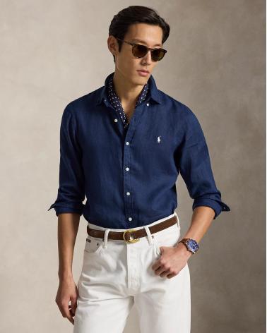 CHEMISE RALPH LAUREN LIN MARINE