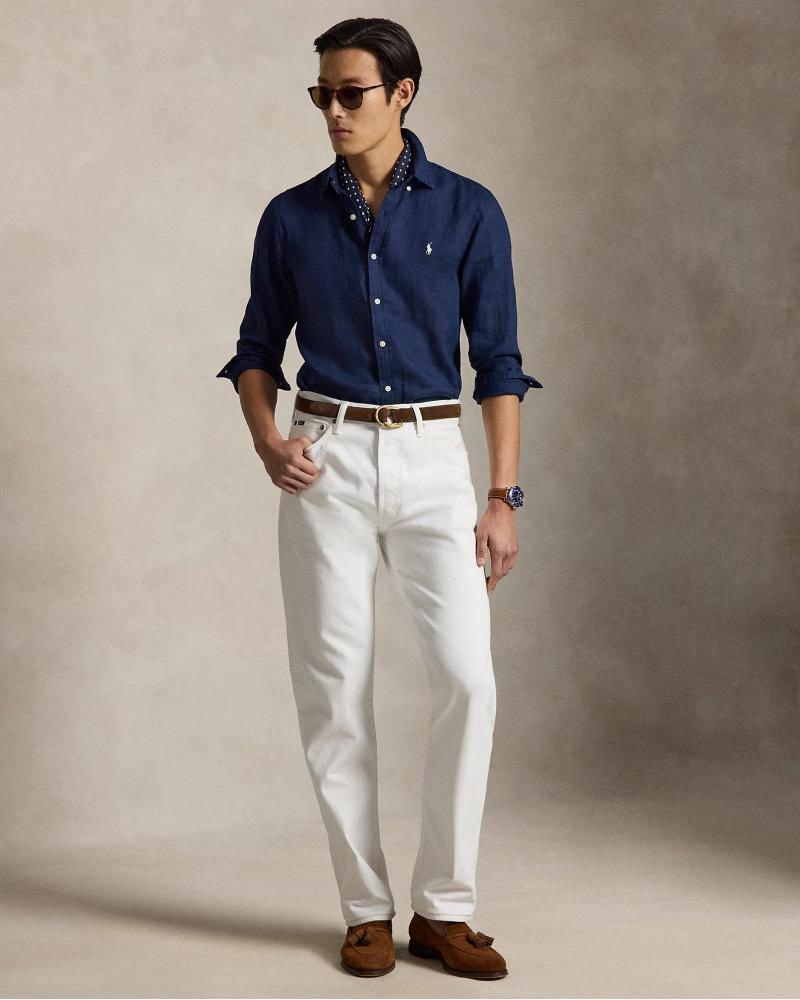 CHEMISE RALPH LAUREN LIN MARINE