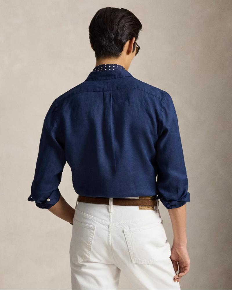 CHEMISE RALPH LAUREN LIN MARINE