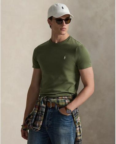 TEE SHIRT RALPH LAUREN Custom Slim Fit VERT  KAKI