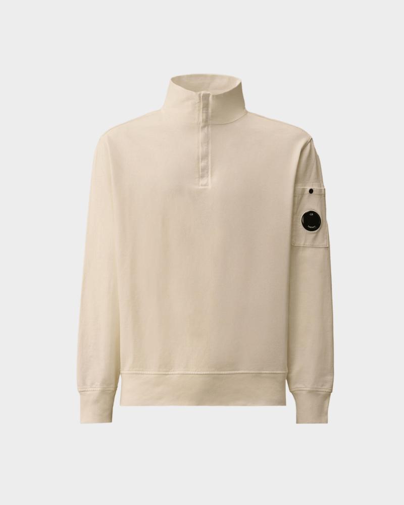 SWEAT CP.COMPANY POLO COLLAR ZIP LIGHT SS22  114 IVOIRE
