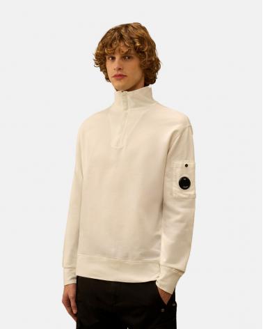 SWEAT CP.COMPANY POLO COLLAR ZIP LIGHT SS22  114 IVOIRE