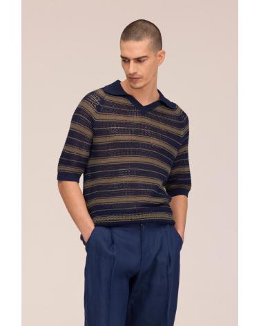 POLO NN.07 CALE V-NECK MARINE