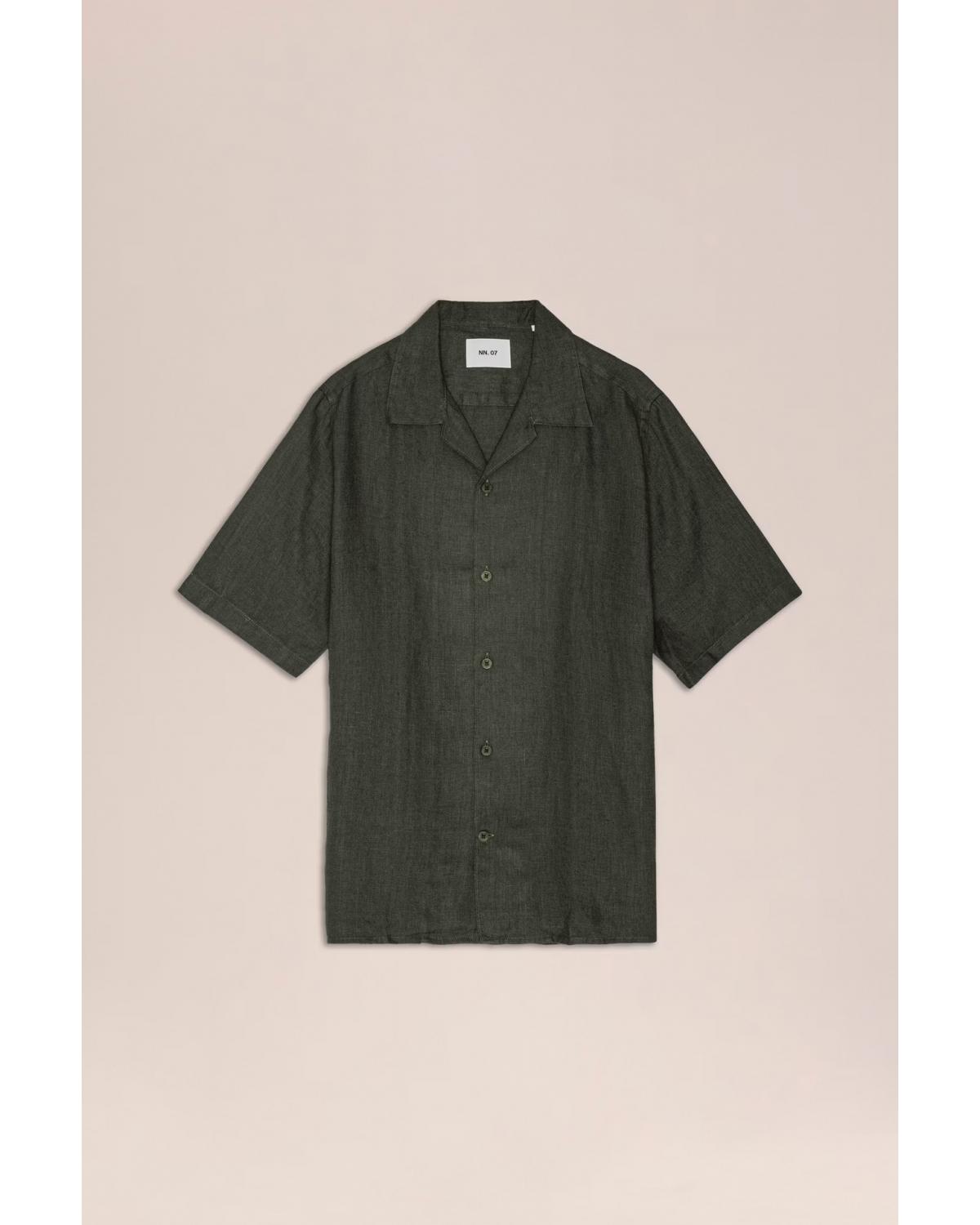 CHEMISE NN.07JULIO Manches COURTES Vert militaire LIN 