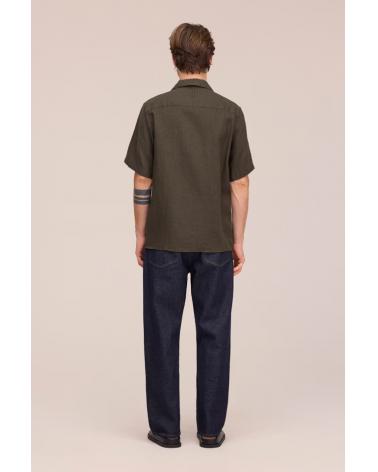 CHEMISE NN.07JULIO Manches COURTES Vert militaire LIN 