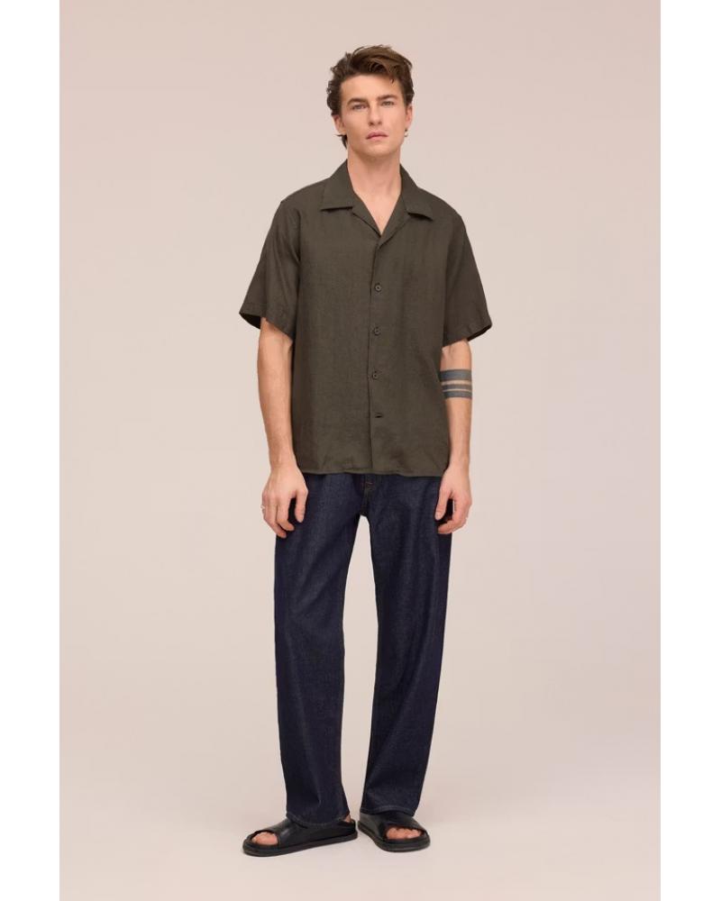 CHEMISE NN.07JULIO Manches COURTES Vert militaire LIN 