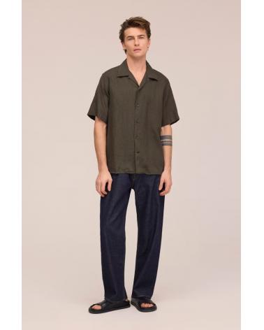 CHEMISE NN.07JULIO Manches COURTES Vert militaire LIN 