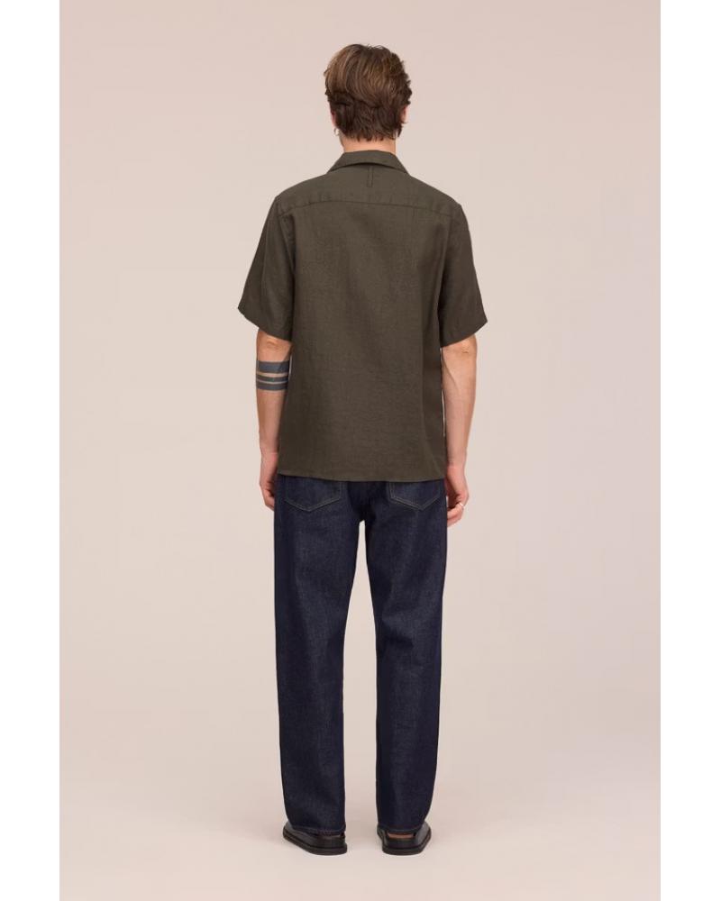CHEMISE NN.07JULIO Manches COURTES Vert militaire LIN 