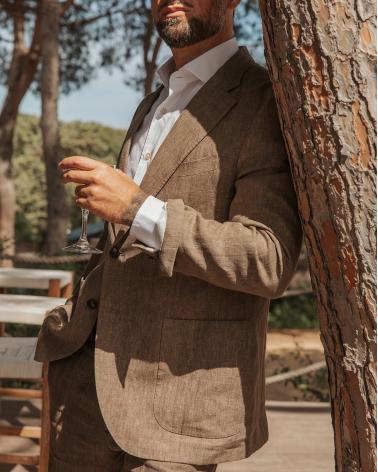 VESTE SLOWEAR LIN MARRON LIN