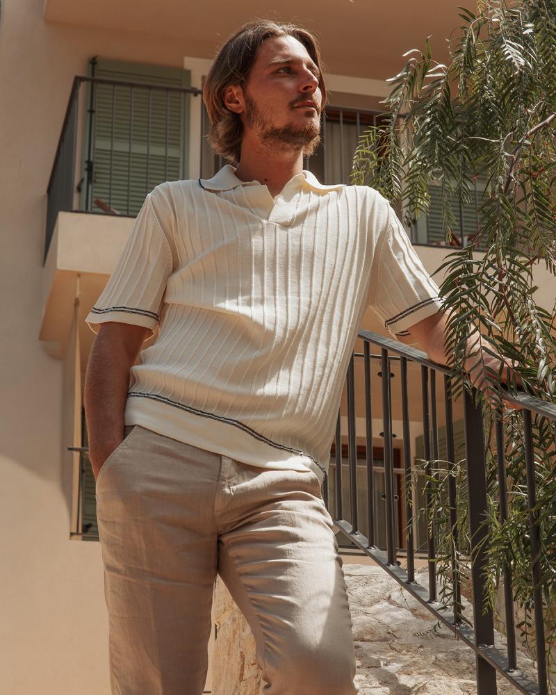 Polo FIESOLI COL OUVERT ECRU