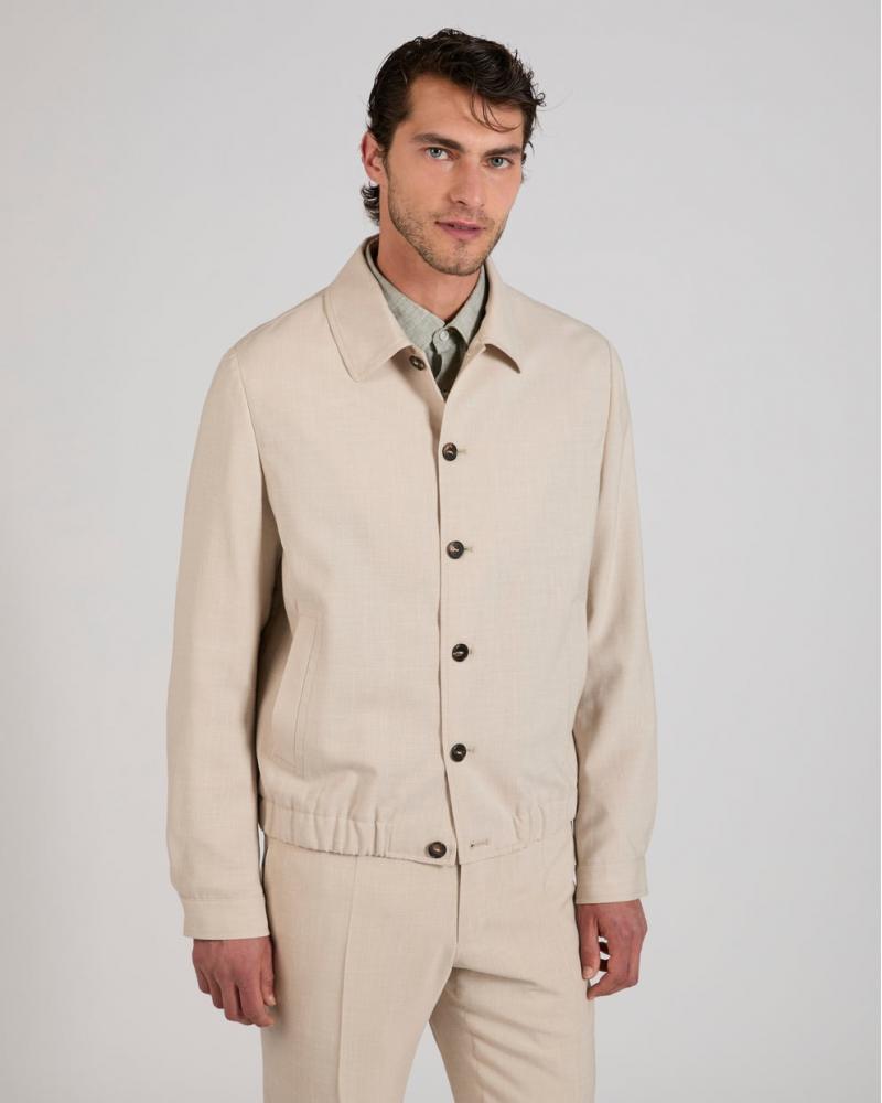 Blouson SLOWEARen toile de laine, lin et soie Beige