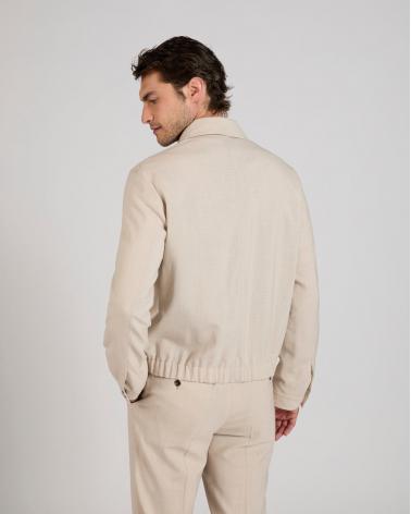 Blouson SLOWEARen toile de laine, lin et soie Beige