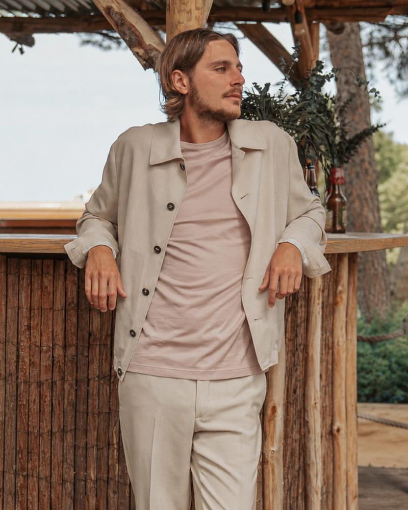 Blouson SLOWEARen toile de laine, lin et soie Beige