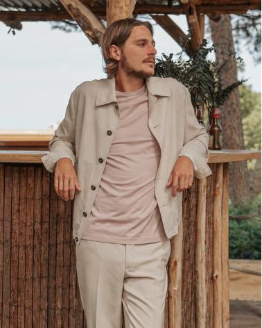 Blouson SLOWEARen toile de laine, lin et soie Beige