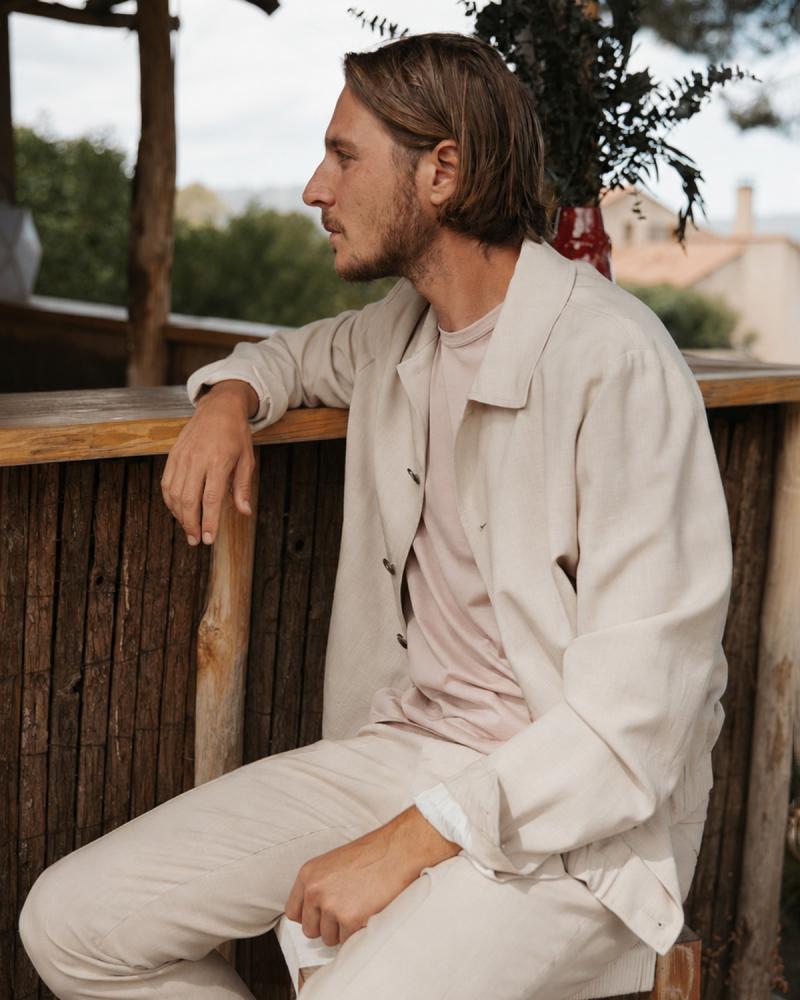Blouson SLOWEARen toile de laine, lin et soie Beige