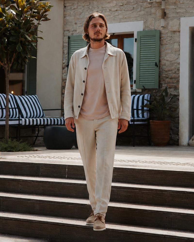 Blouson SLOWEARen toile de laine, lin et soie Beige