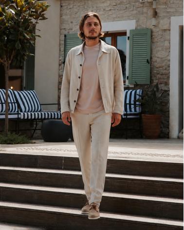Blouson SLOWEARen toile de laine, lin et soie Beige
