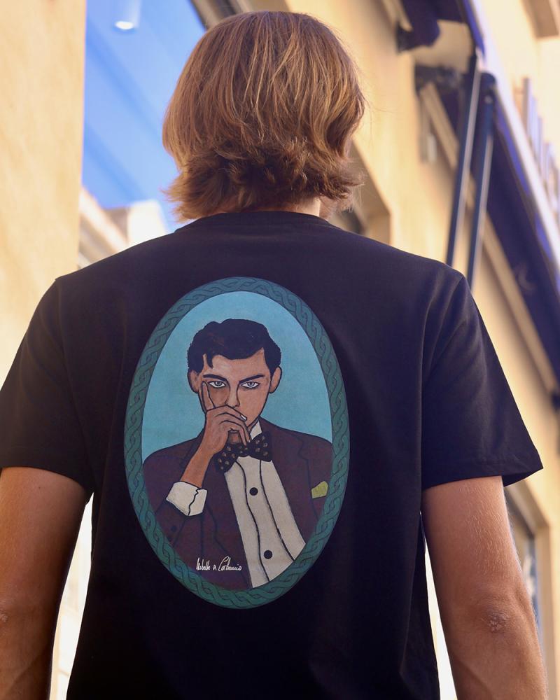 Tee shirt Portrait Oval/Noir by Isabelle Carbuccia