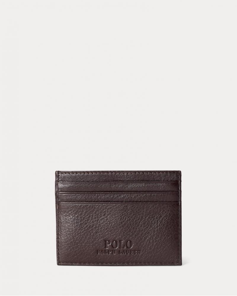 Porte-cartes en cuir chagrin Marron
