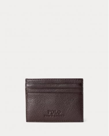 Porte-cartes en cuir chagrin Marron