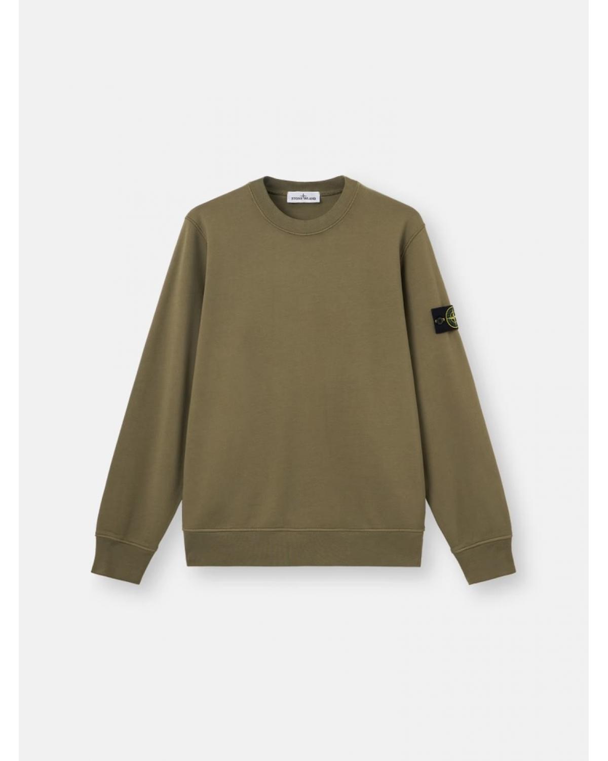 SWEAT STONE ISLAND 6100060  S00051 005G ORGANIC COTTON FLEECE VERT MILITAIRE
