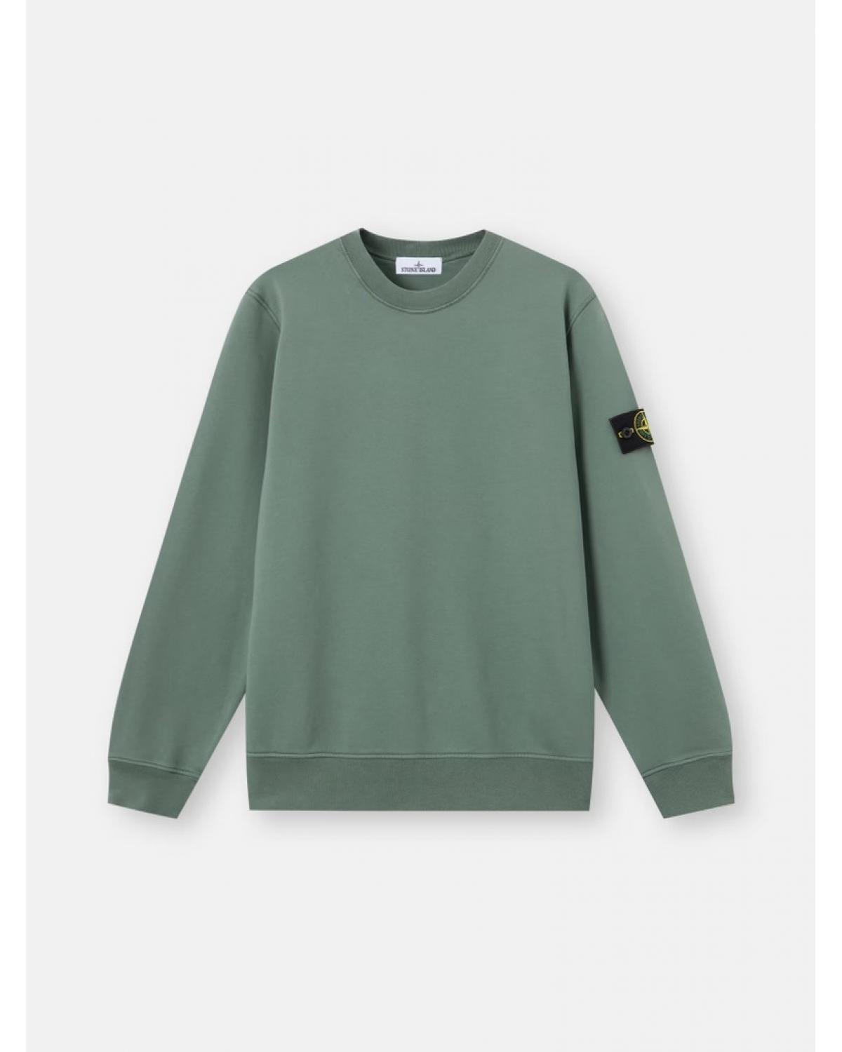 SWEAT STONE ISLAND 6100060  S00051 005T ORGANIC COTTON FLEECE VERT OCEAN