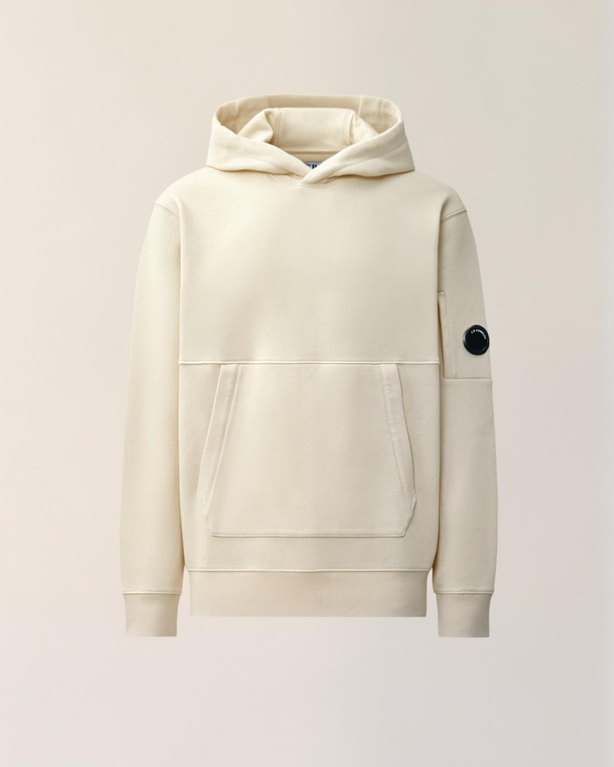 SWEAT C.P COMPANY HOODED  SS714 120  SILVER BIRCH ECRU  