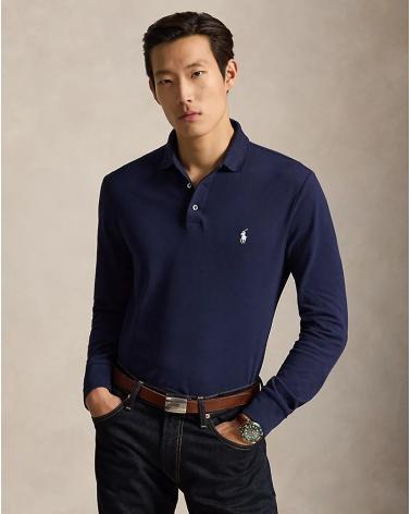 Polo Ralph Lauren M Longues piqué stretch Custom Slim Fit Marine