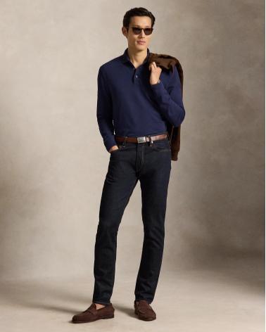 Polo Ralph Lauren M Longues piqué stretch Custom Slim Fit Marine