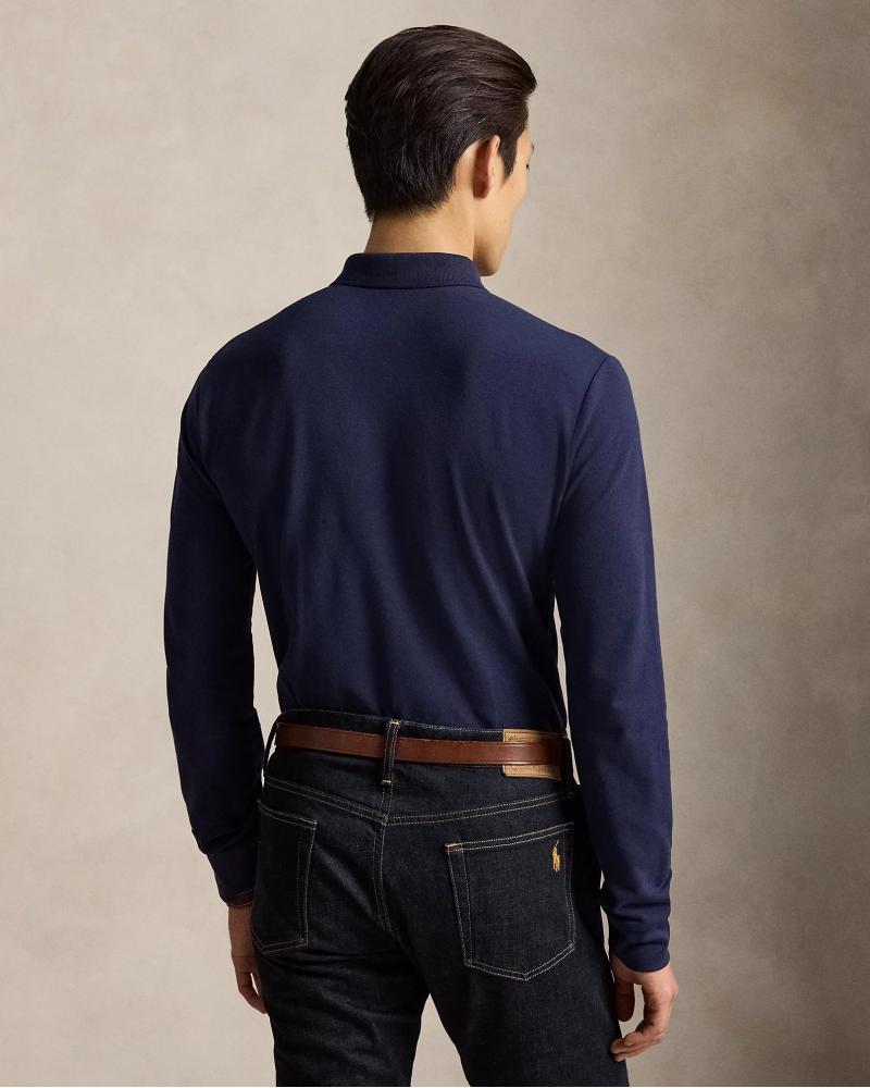 Polo Ralph Lauren M Longues piqué stretch Custom Slim Fit Marine