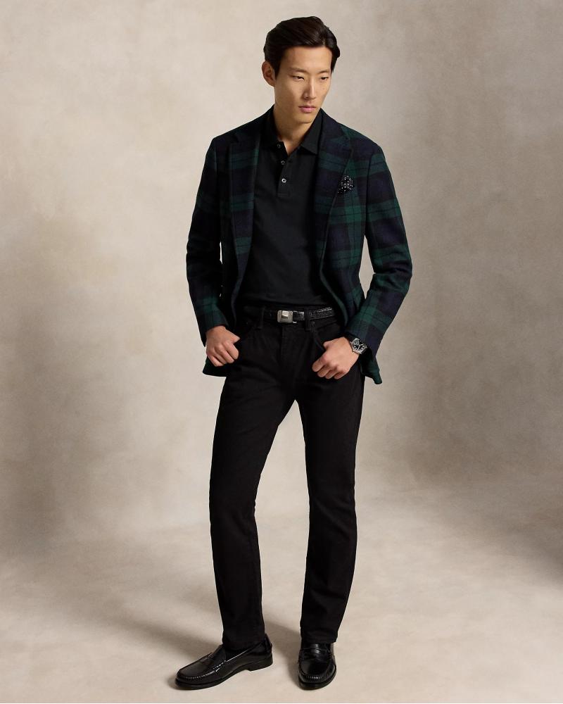 Polo Ralph Lauren M Longues piqué stretch Custom Slim Fit NOIR
