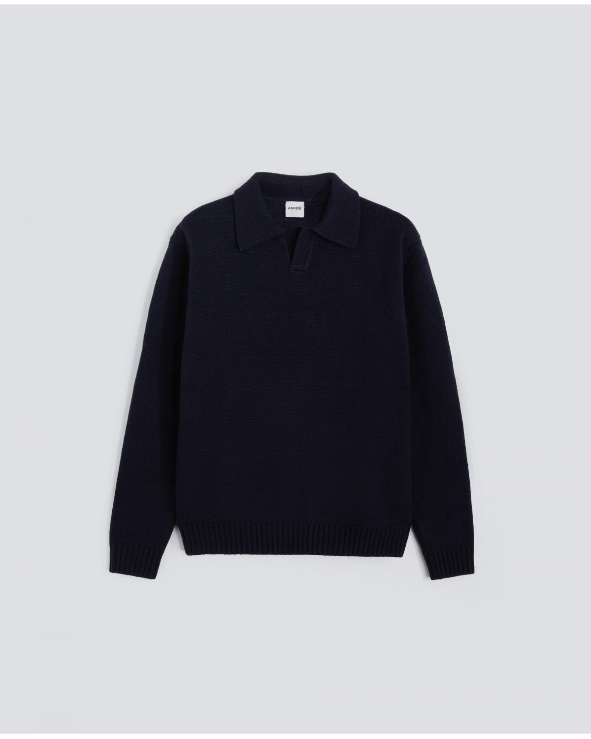 PULL POLO ASPESI COL OUVERT NOIR