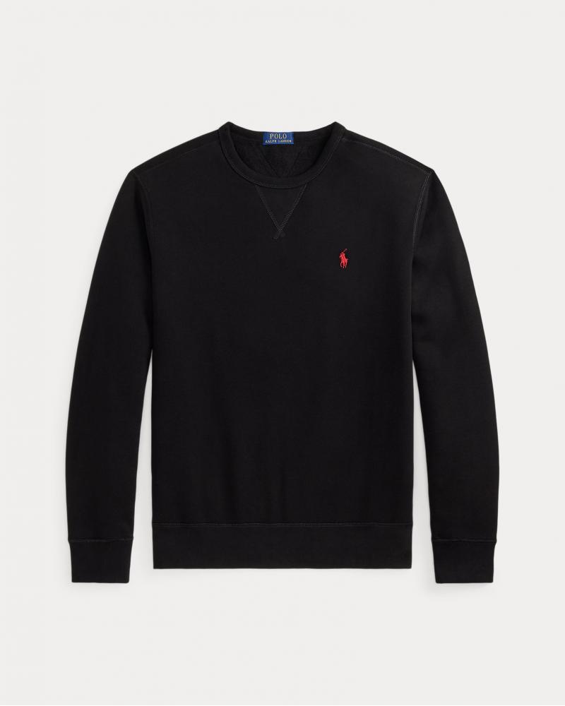 SWEAT RALPH LAUREN  COL ROND DOUBLE MAILLE NOIR
