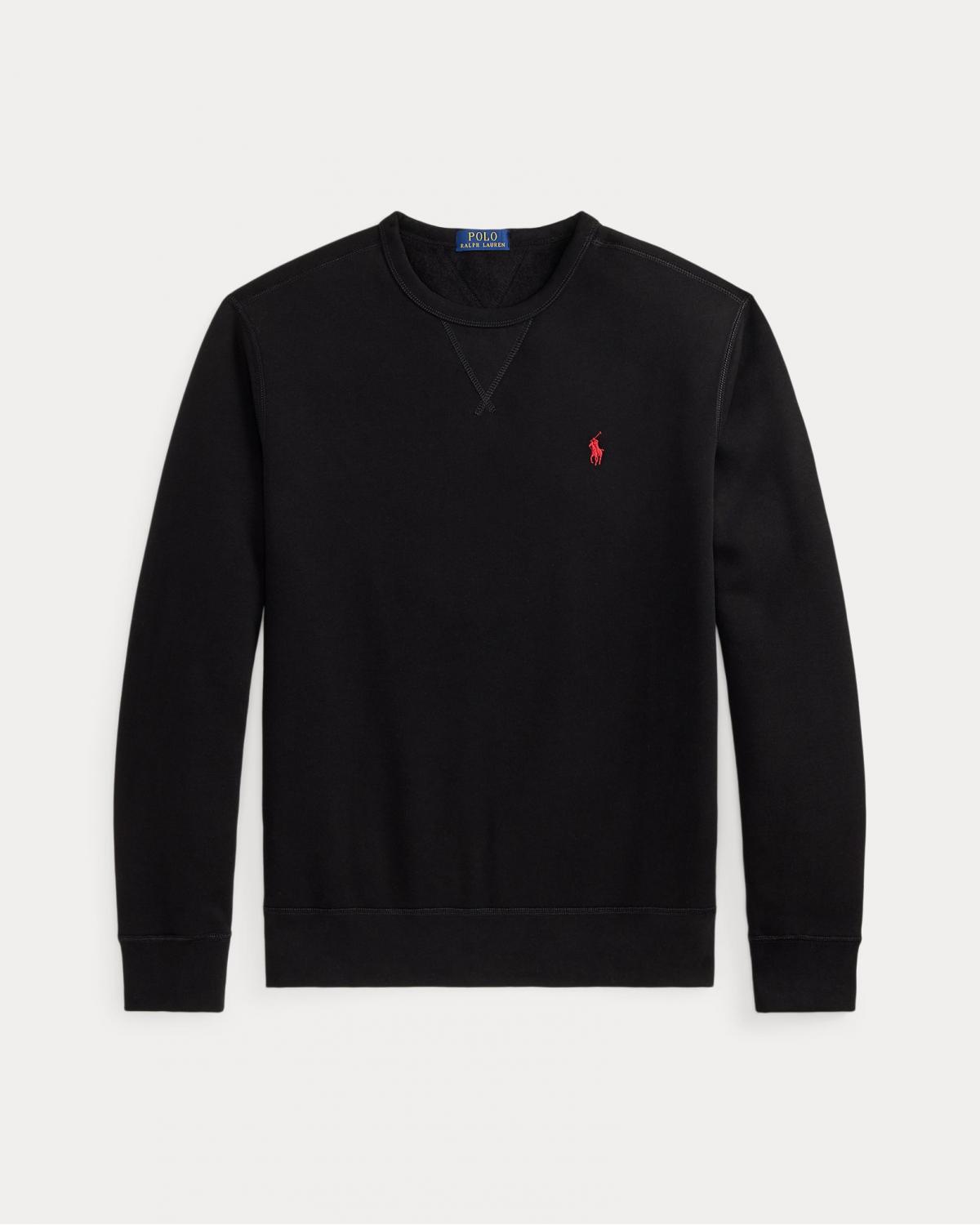SWEAT RALPH LAUREN  COL ROND DOUBLE MAILLE NOIR