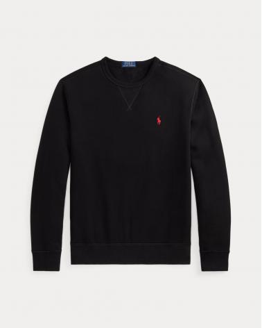 SWEAT RALPH LAUREN  COL ROND DOUBLE MAILLE NOIR