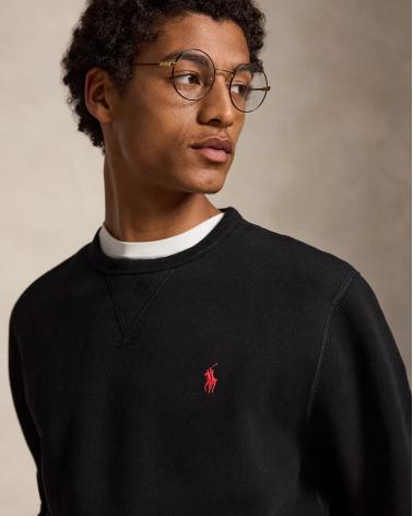 SWEAT RALPH LAUREN  COL ROND DOUBLE MAILLE NOIR