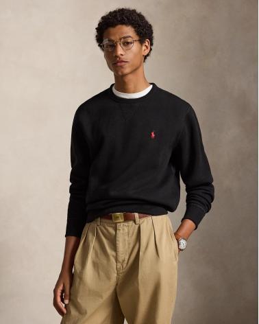 SWEAT RALPH LAUREN  COL ROND DOUBLE MAILLE NOIR