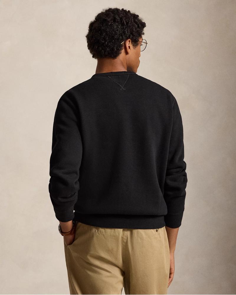 SWEAT RALPH LAUREN  COL ROND DOUBLE MAILLE NOIR