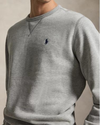 SWEAT RALPH LAUREN  COL ROND DOUBLE MAILLE GRIS