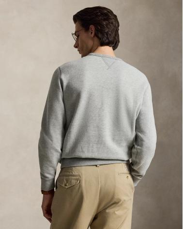 SWEAT RALPH LAUREN  COL ROND DOUBLE MAILLE GRIS