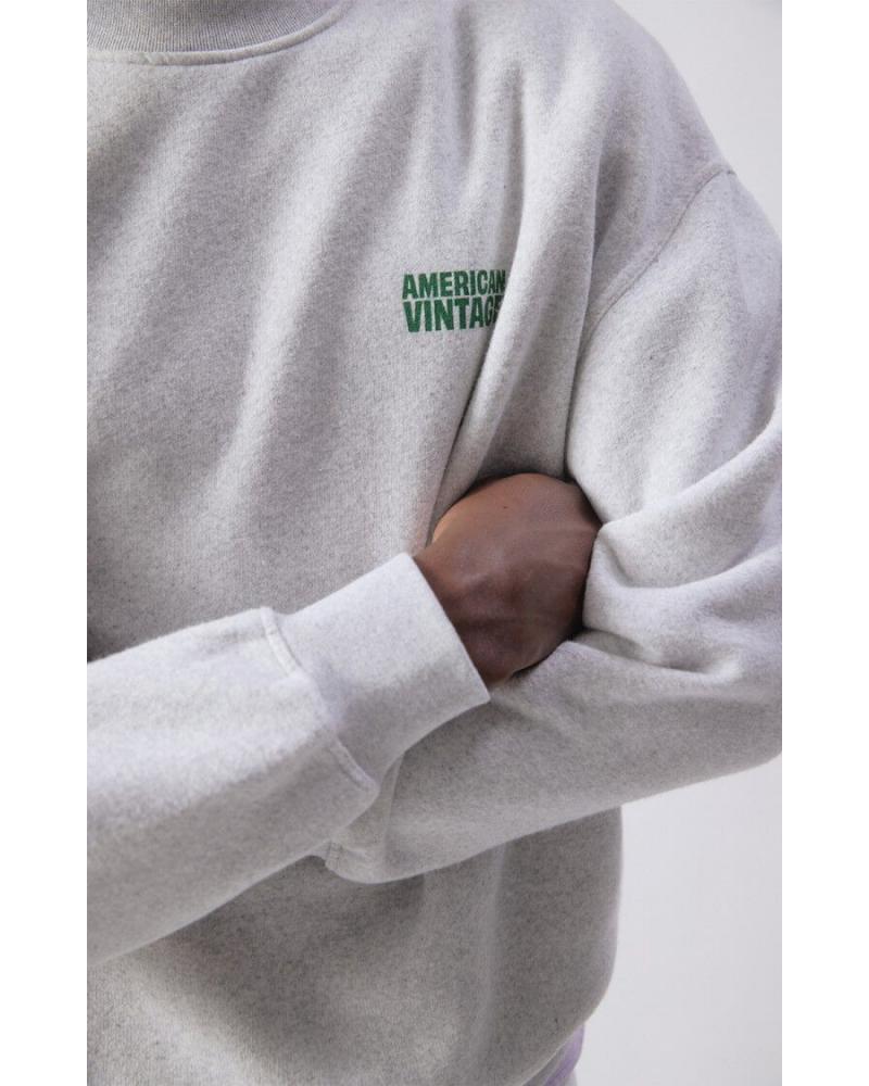 SWEAT AMERICAN VINTAGE BAPTON  COL ROND GRIS