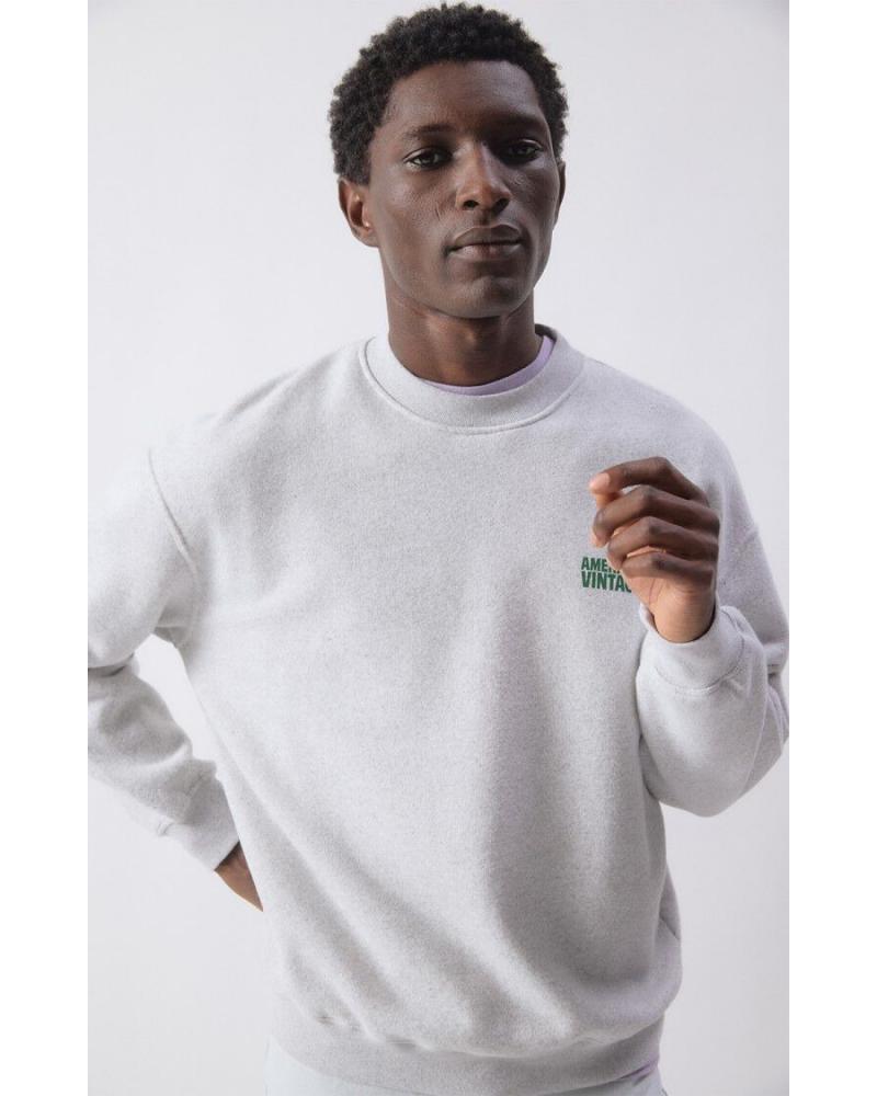SWEAT AMERICAN VINTAGE BAPTON  COL ROND GRIS