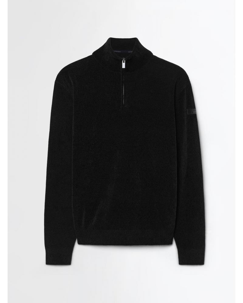 PULL RRD VELVET COL MONTANT ZIP NOIR